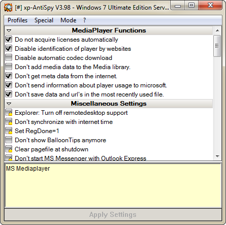 XP-AntiSpy 3.98 Portable – утилита для отключения подозрительных или лишних функций Windows XP Xp-AntiSpy.3.98.Final