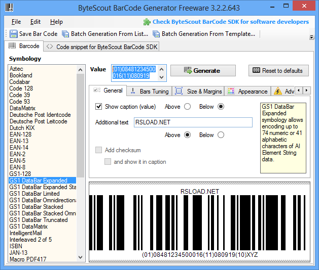 ByteScout BarCode Generator