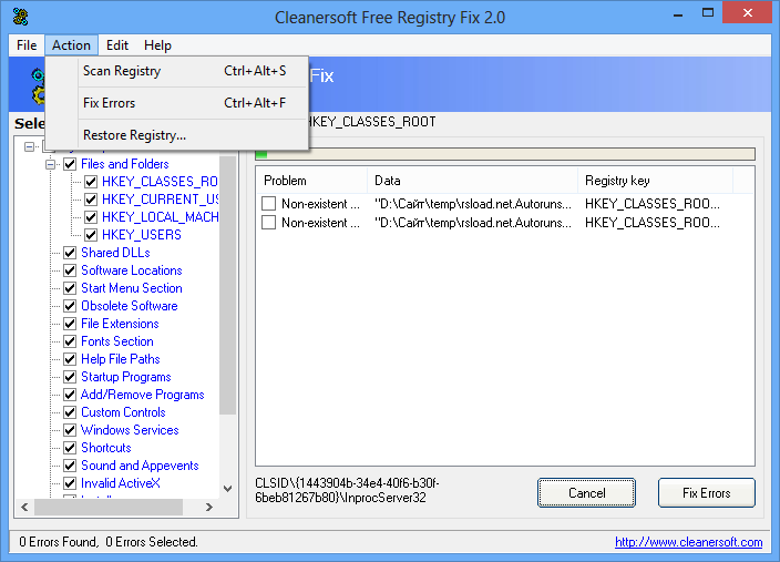 Cleanersoft Free Registry Fix