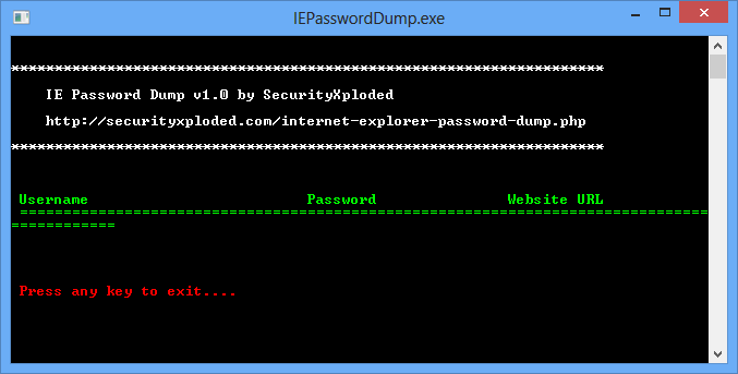 IE Password Dump