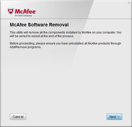 McAfee Consumer Product Removal Tool 
