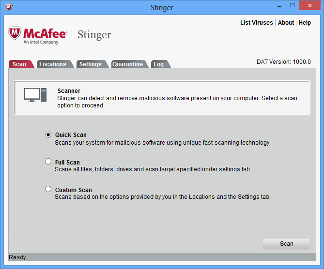 McAfee Stinger — неплохой антивирусный сканер