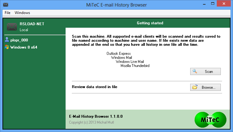 MiTeC E-mail History Browser