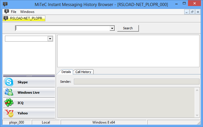 MiTeC Instant Messaging History Browser