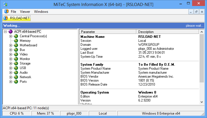 MiTeC System Information X 