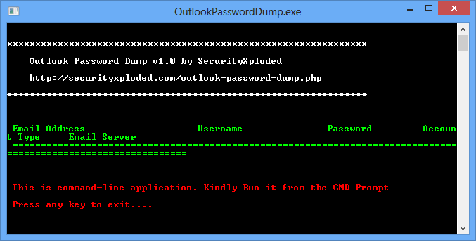 Outlook Password Dump