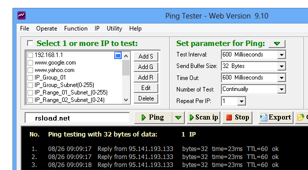 Ping Tester Web
