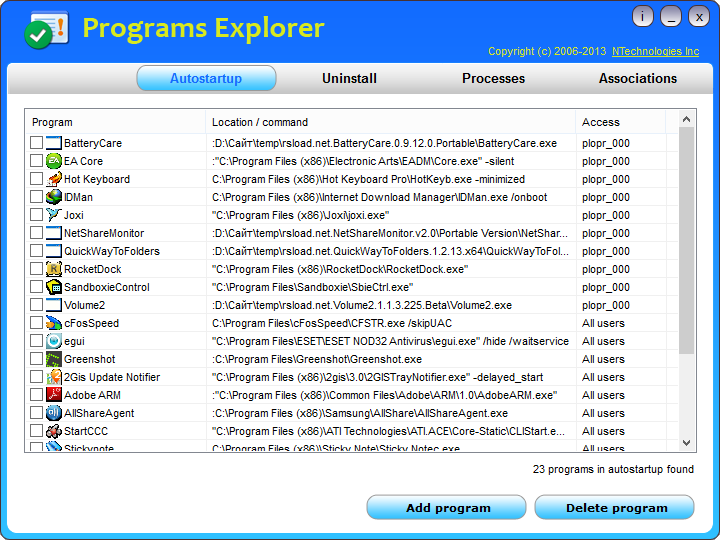 Programs Explorer
