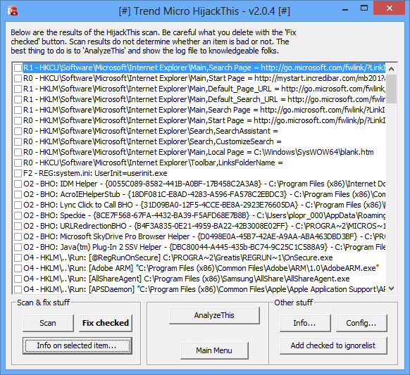 Trend Micro HijackThis 
