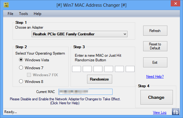 Win7 MAC Address Changer