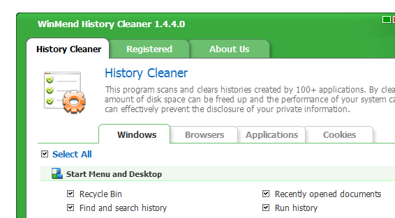 WinMend History Cleaner 