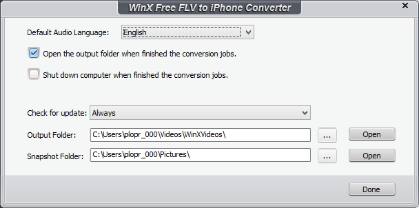 WinX Free FLV to iPhone Video Converter 