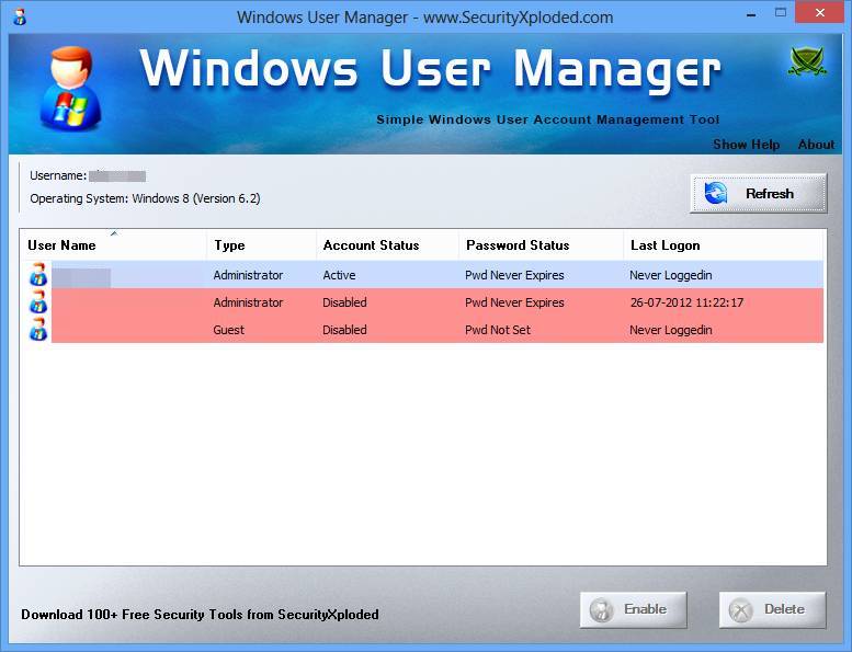 Windows User Manager