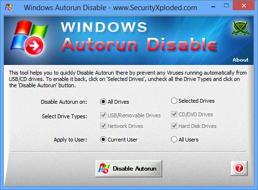 WindowsAutorunDisable 