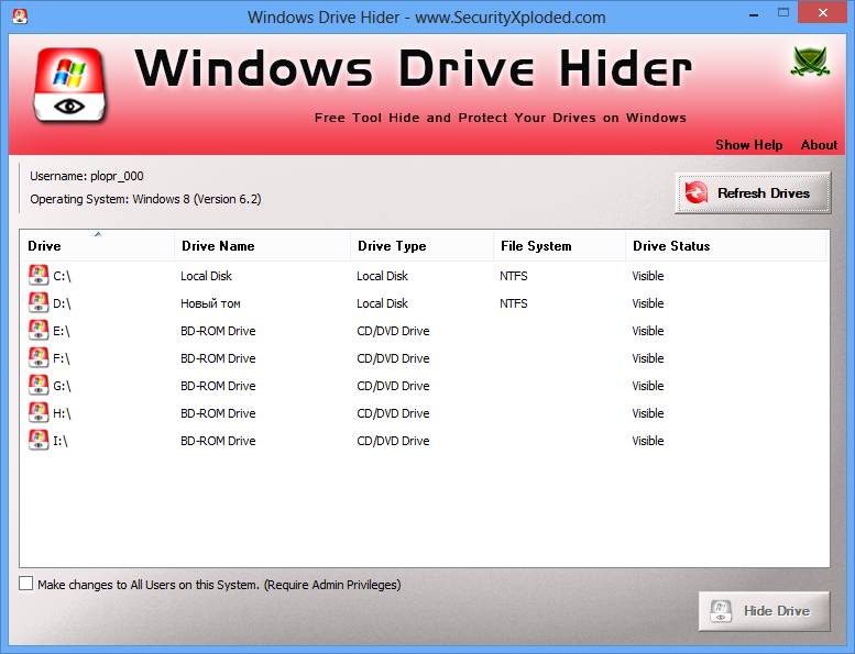 WindowsDriveHider 
