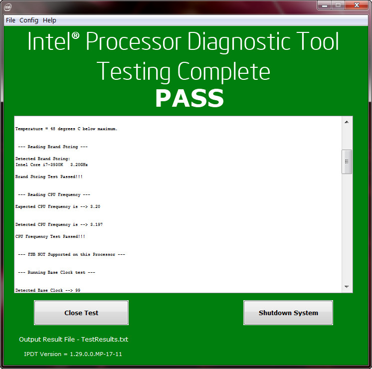 Intel Processor Diagnostic Tool 