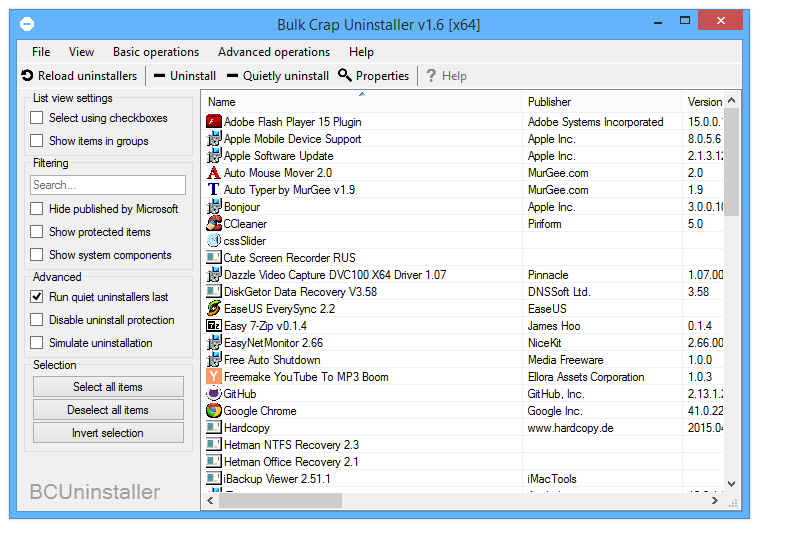 Bulk Crap Uninstaller