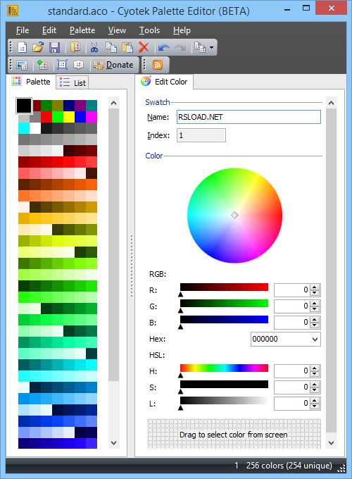 Cyotek Color Palette Editor 