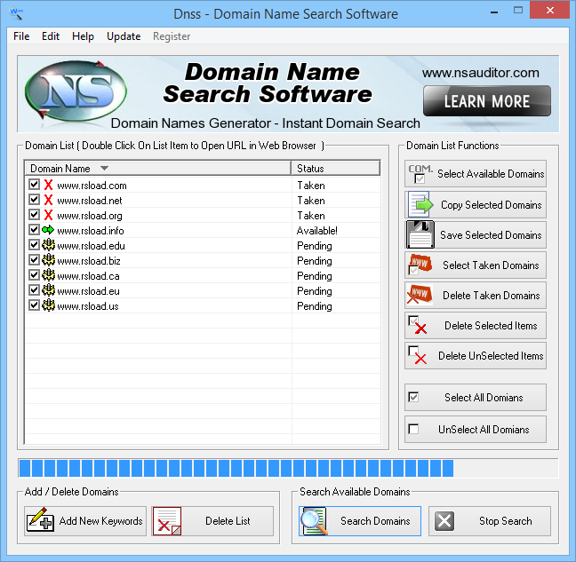 DNSS Domain Name Search Software