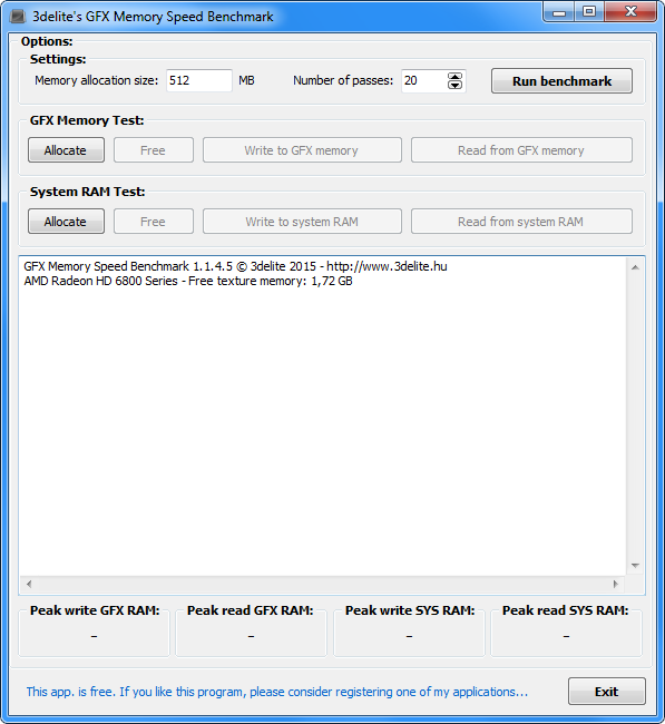 GFX Memory Speed Benchmark