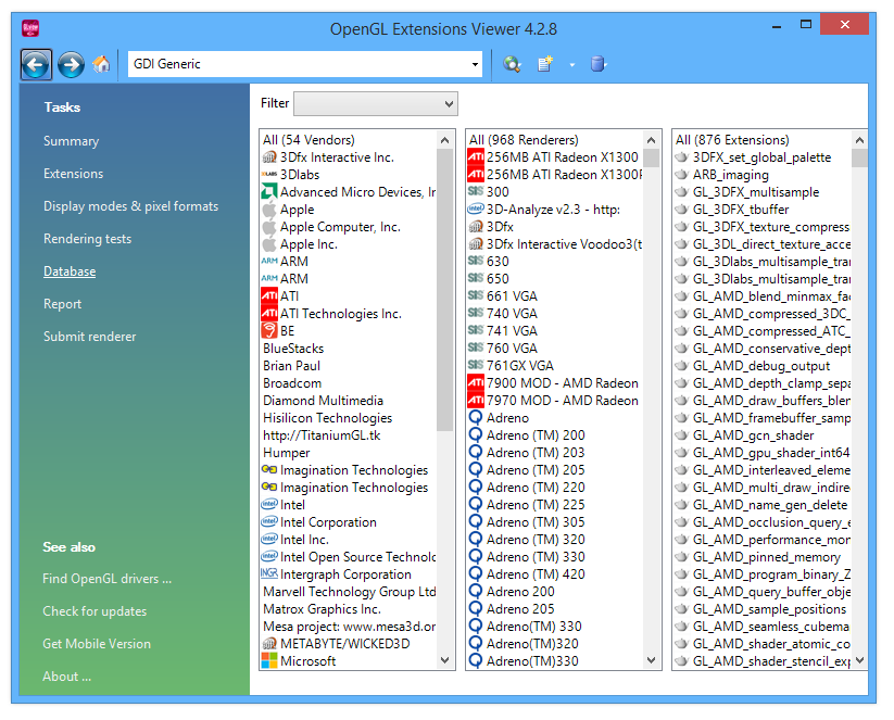 opengl extensions viewer nvidia and intel