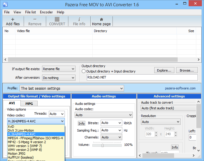 Pazera Free MOV to AVI Converter 1.11 Portable