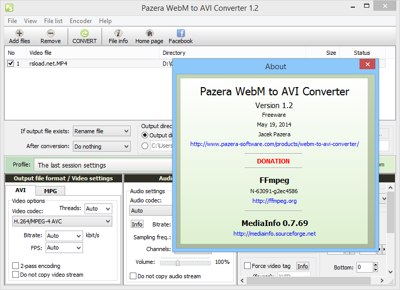 Pazera WebM to AVI Converter