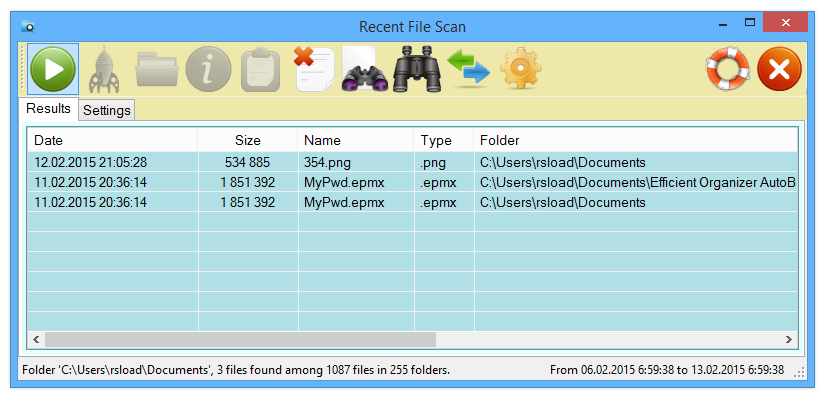 Recent Files Scanner