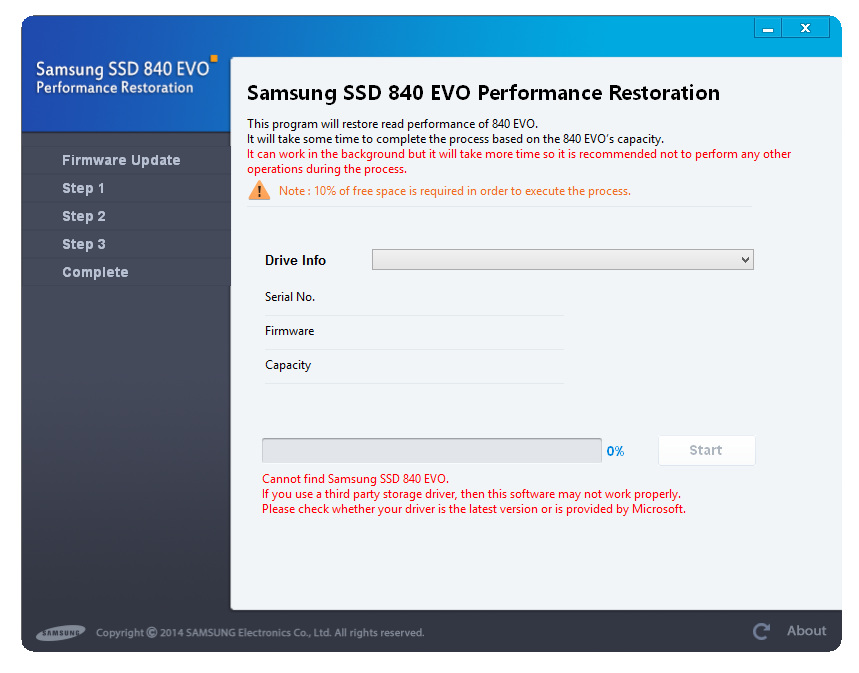 Samsung 840 EVO Performance Restoration Tool