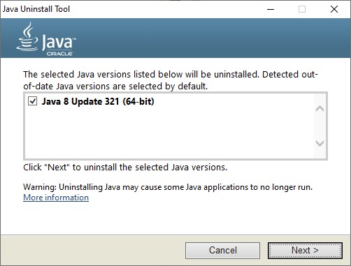Java Uninstall Tool 