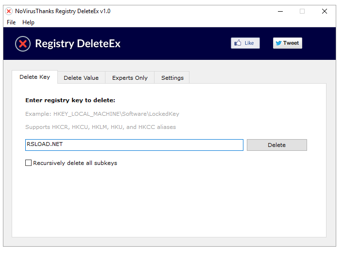 NoVirusThanks Registry DeleteEx