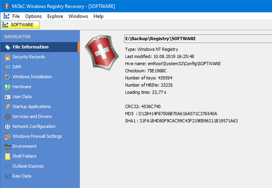 Windows Registry Recovery