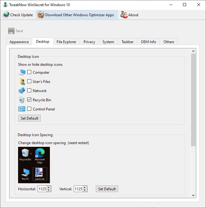 TweakNow WinSecret for Windows 10 