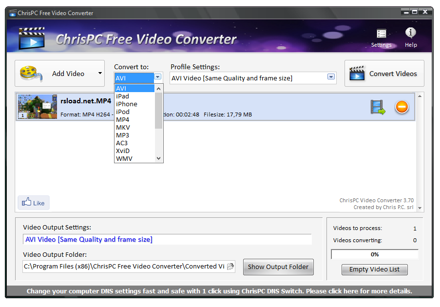 ChrisPC Free Video Converter