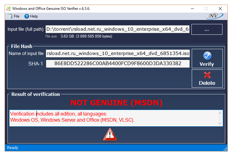  бесплатно Windows and Office Genuine ISO Verifier