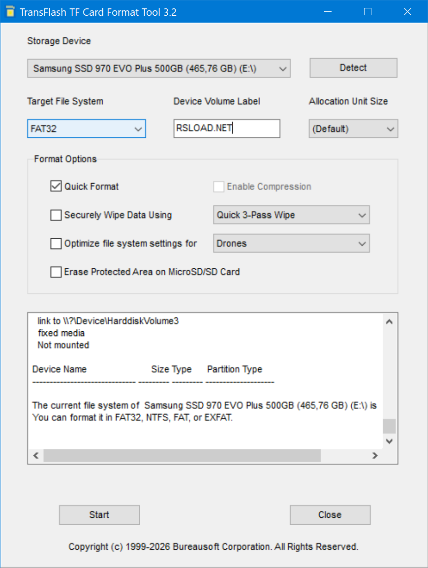 TransFlash TF Format Tool