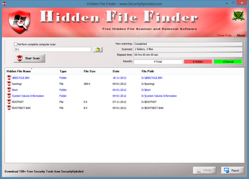 Hidden File Finder 1.0 Portable